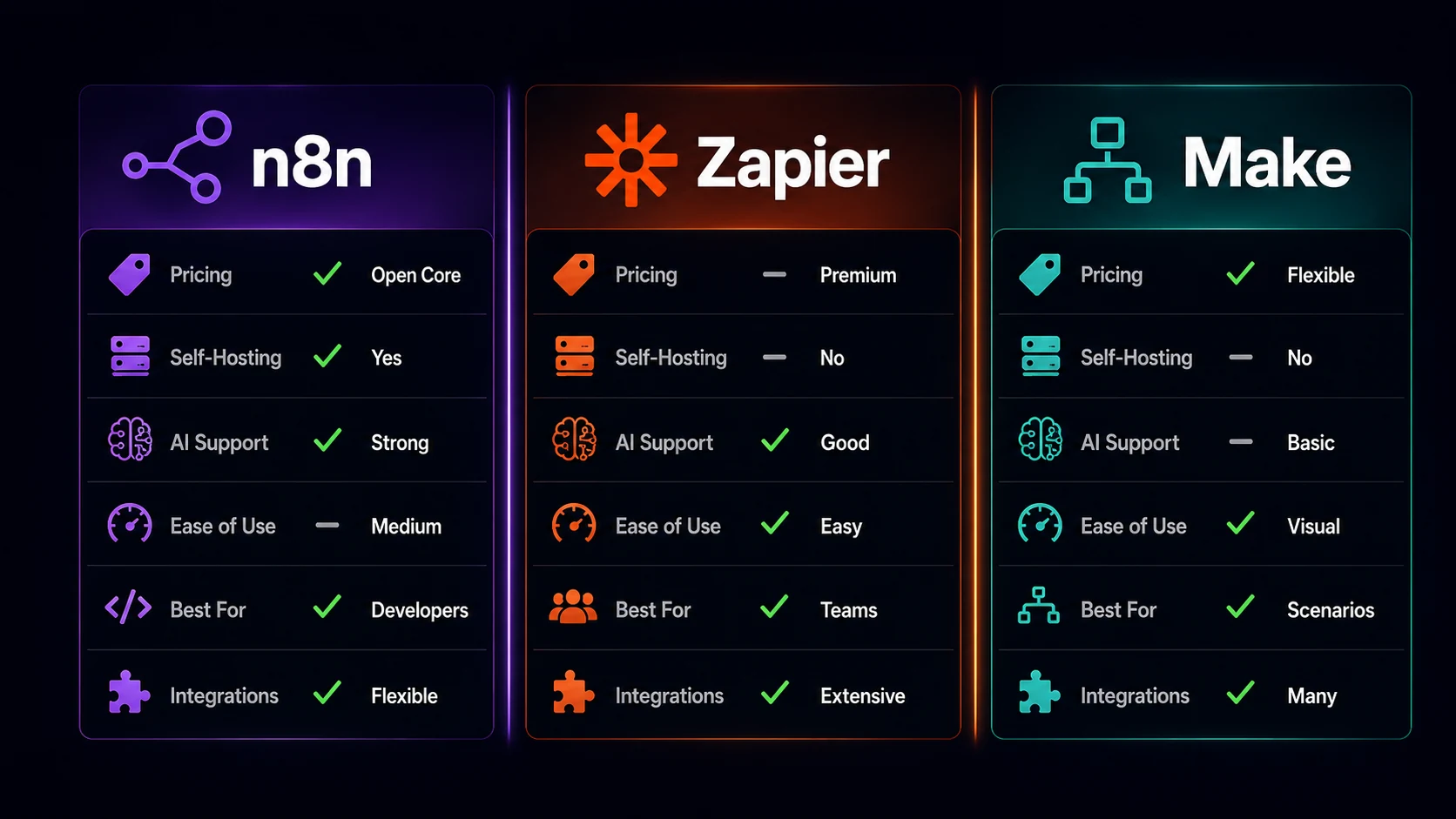 N8n vs Zapier vs Make