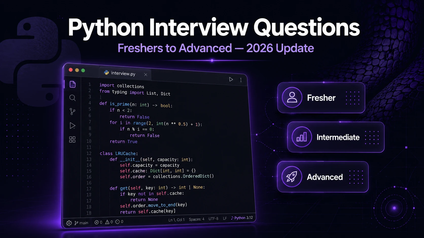 Python Interview Questions – Freshers to Advanced 2026
